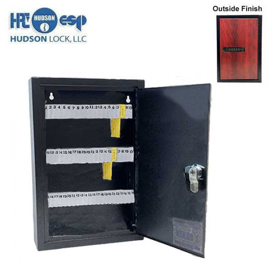 HPC - Single-Tag Kekab with Digital Lock - 60 Key Capacity - Black with Red Wood Finish