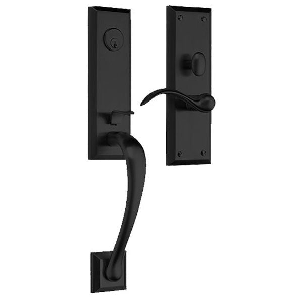 Baldwin Estate - M502- Cody Trim Handleset - Optional Backset - Single Cylinder - 190 - Satin Black - Entrance - Grade 2