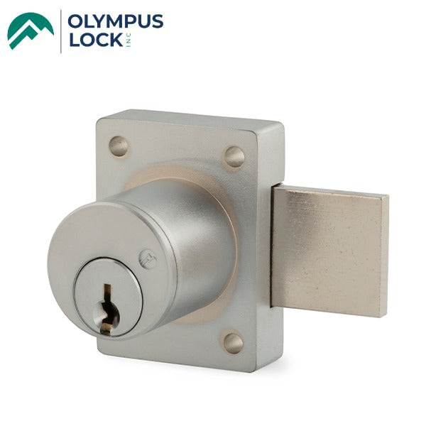 Olympus - 700S - Cabinet Door Deadbolt Lock - Key Retaining - S Series Schlage C Keyway - Optional Cylinder Length - Satin Chrome - Optional Keying - Optional Handing - Grade 1
