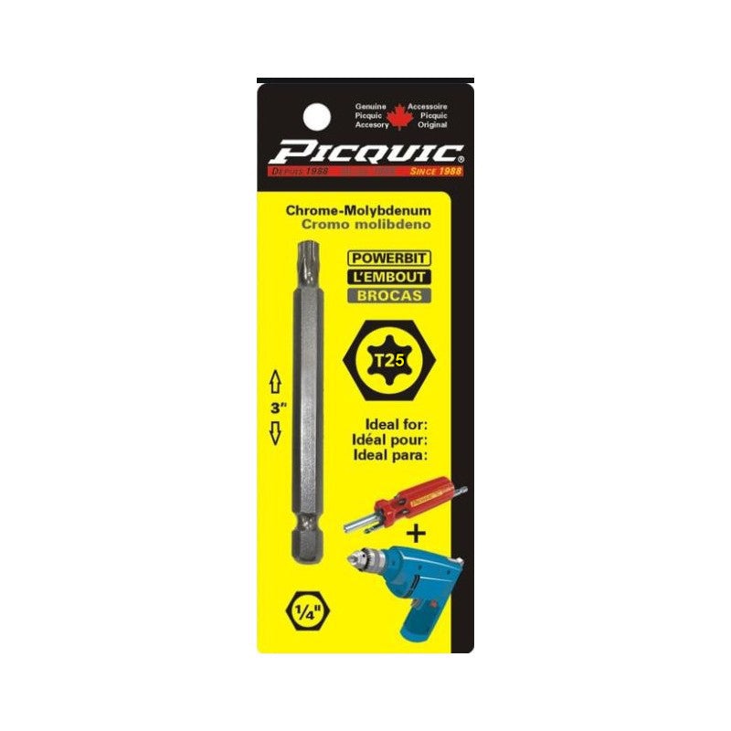 PICQUIC - 3" Length Powerbits - Optional Bit Sizes - Torx