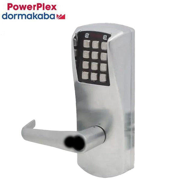 PowerPlex - P2066B - Electronic Self Powered Pushbutton Mortise Lever Set - SFIC - 23⁄4" Backset - Satin Chrome - Grade 1