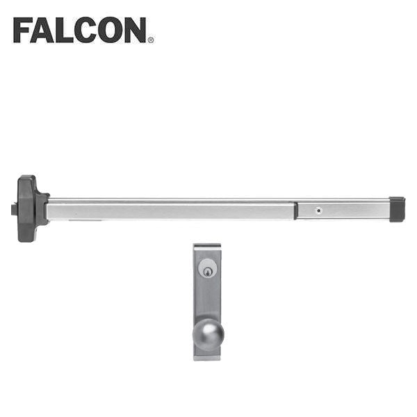 Falcon - 19-R-K - Rim Type Pushpad Exit Device - Classroom Knob - 36" - Entrance By Knob - US32D - Satin Stainless Steel