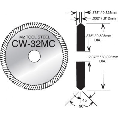 KeylessFactory - CW32MC - ASSA Twin Cylinder Cutter - 90o - for HPC Key Machines