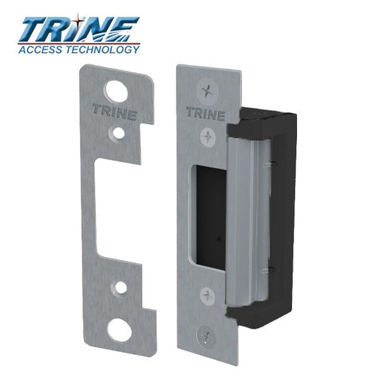 Trine - 4300CC - Electric Strike - 2 Faceplates - Satin Stainless Steel W/ Black Fascia - Grade 1