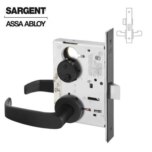 Sargent - 8265 - Mechanical Mortise Lock - LN Rose / L Lever - Privacy - BSP - Black Suede Powder Coat - Grade 1