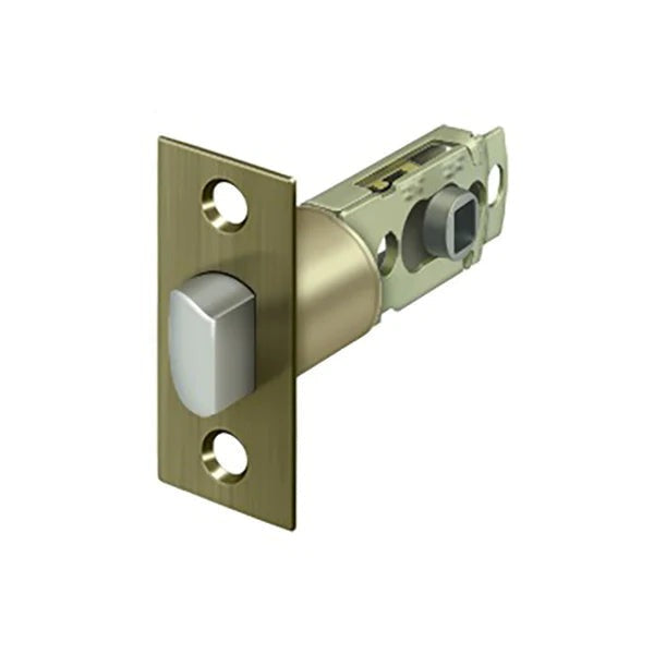 Deltana - Square Adjustable Latch Privacy/Passage - 2-3/8" Backset - 1 3/8" - 2" Door Thickness - Antique Brass