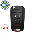 10 x 2012-2024 Chevrolet Buick GMC / 5-Button Flip Key / PN: 13504199 / AVL-B01T2AC (OEM Recase)