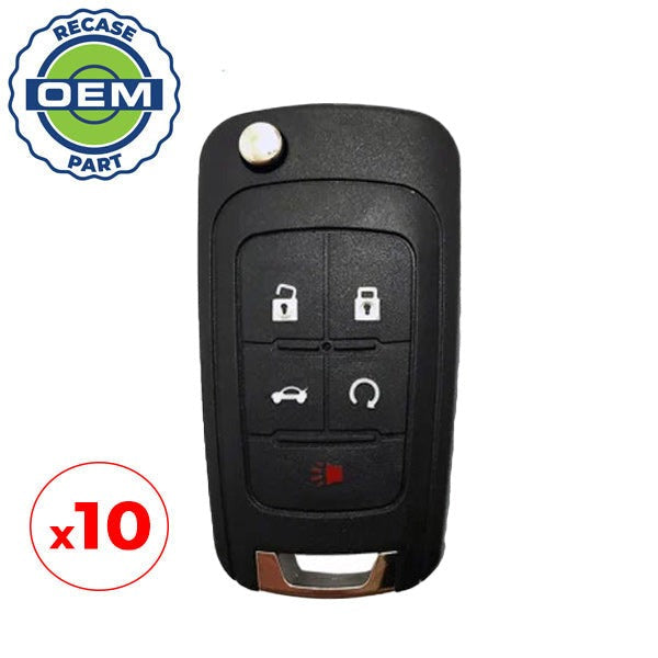 10 x 2012-2024 Chevrolet Buick GMC / 5-Button Flip Key / PN: 13504199 / AVL-B01T2AC (OEM Recase)