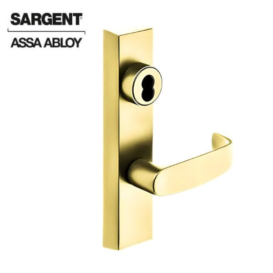 Sargent - 70-713-4-ETP-RHRB - Exit Device Trim - Classroom Function - For Concealed Vertical Rod 8400/8600 Series Devices - SFIC Prep Less Core - P Lever - Right Hand Reverse - Grade 1 - Bright Brass 605/US3 Finish