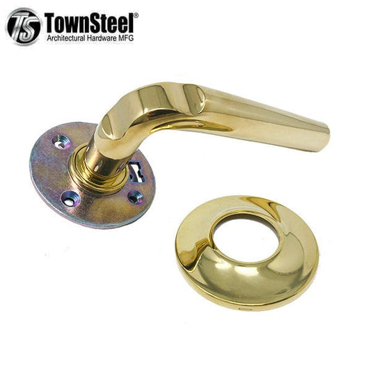 TownSteel - TDS - Pelican Lever Set - Curve Rose - Unlacquered Brass - Full Dummy - Non-Handed