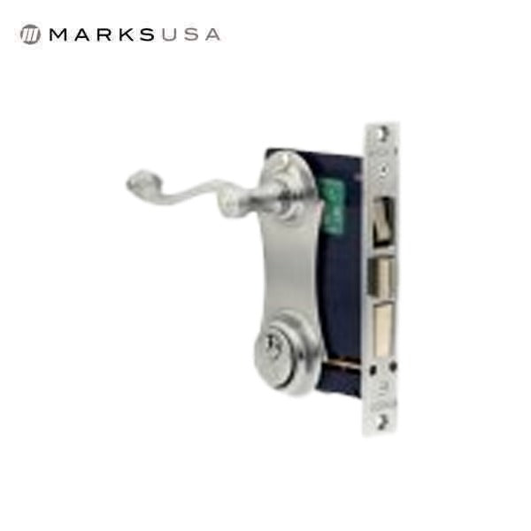 Marks USA - 9215AC - Ornamental Iron Mortise Lockset - Double Cylinder - 2-1/2" Backset - Entrance - Satin Chrome - 26D