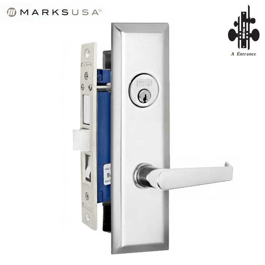 Marks USA - 9NY92A-26D - New York Mortise Lever Lock - 1-1/16” x 7-5/8” - 26D - Satin Chrome - Entrance - RH