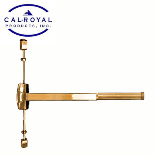 Cal-Royal - Surface Vertical Rod - 36" x 84" - Bright Brass - Optional Handing - Fire Rated - Grade 1