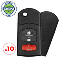 10 x 2006-2015 Mazda / 3-Button Flip Key / PN: CC43-67-5RYC / BGBX1T478SKE125-01 (OEM Recase)