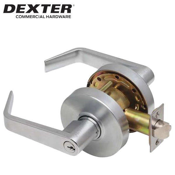 Dexter C2000 - Commercial Regular Lever - Cylindrical Lockset - Keyed Different - 2-3/4” Backset - Satin Chrome - Entrance - Grade 2