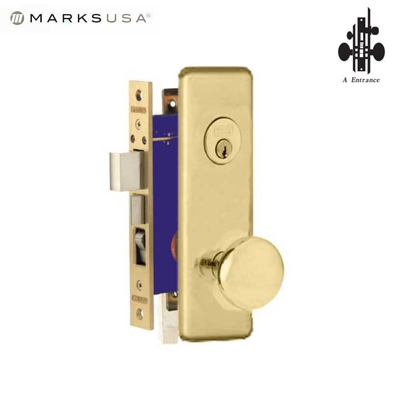 Marks USA - 7CL10A - Classic Mortise Knob Lock - US3 Polished Brass - 2-3/4" Backset - Entrance