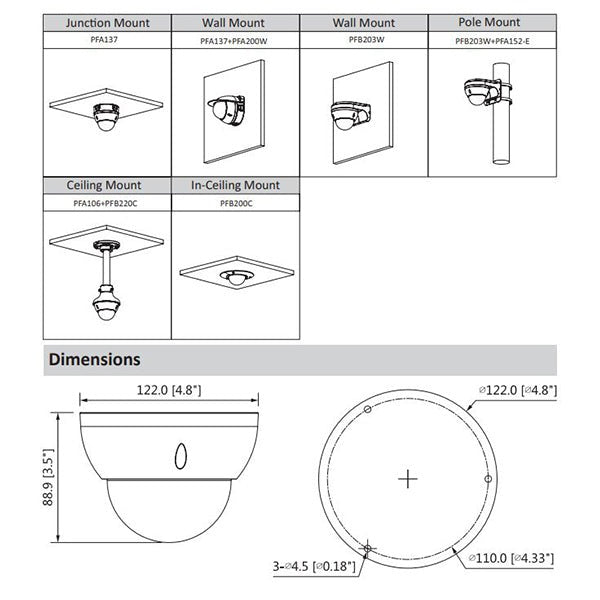 Dahua / IP / 5MP / Dome Camera / Motorized Varifocal / 2.7-13.5mm Lens / Outdoor / WDR / IP67 / IK10 / 40m IR / Starlight / Smart Motion Detection / 5 Year Warranty / DH-N53AM5Z