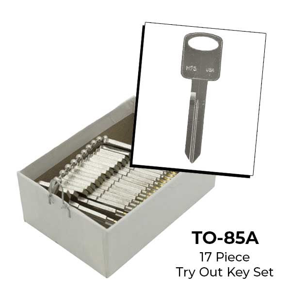 AeroLock - TO-85A - Ford - Glove Box Locks Try-Out Key Set - H75 - 17 Keys