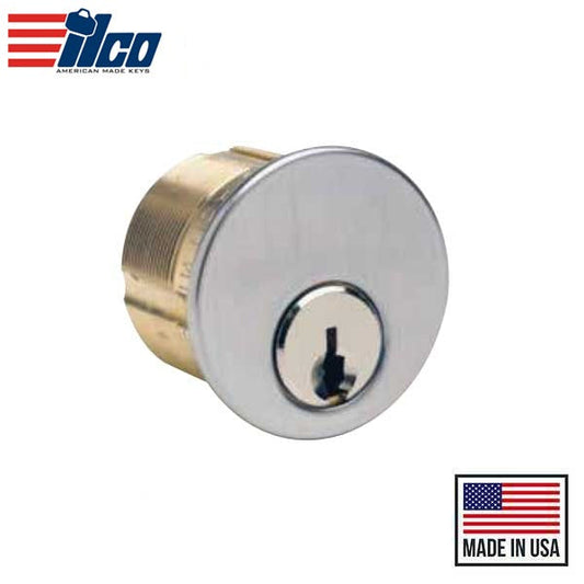 Ilco - 7185 - Mortise Cylinder - 5 Pin - 1 1/8" - Schlage C - Adams Rite Cam - KD - 26D - Satin Chrome - Grade 1