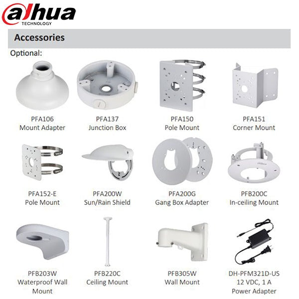 Dahua / IP / 5MP / Dome Camera / Motorized Varifocal / 2.7-13.5mm Lens / Outdoor / WDR / IP67 / IK10 / 40m IR / Starlight / Smart Motion Detection / 5 Year Warranty / DH-N53AM5Z