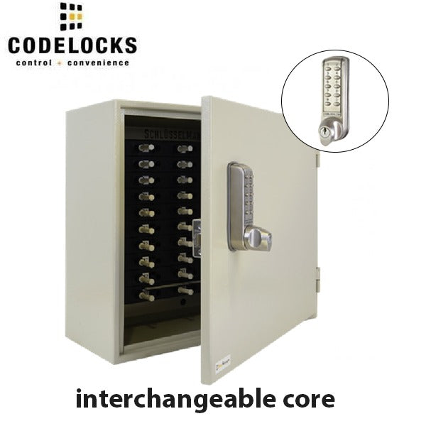 CodeLocks - Key Control Hook Key Control Cabinet w/ CL2255 - Brushed Steel - Electronic Lock - Tubular Mortise Latch - Optional Lock Prep - Optional Size