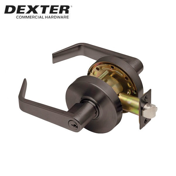 Dexter C1000 - Commercial Lever Set Handle - Cylindrical Lockset - Turn-Pushbutton - Keyed Different - 2-3/4” Standard Backset - Oil Rubbed Bronze - Entrance - Fire Rated - Grade 1