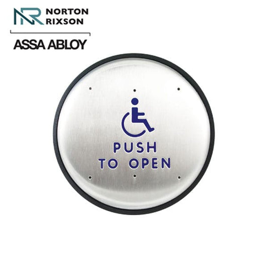 Norton - 533 - Door Switch - 6" Round - RF 433 MHz - ADA Symbol - Satin Stainless Steel