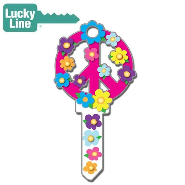 LuckyLine - B104K - Key Shapes - Peace Sign - Kwikset - KW1 - 5 Pack