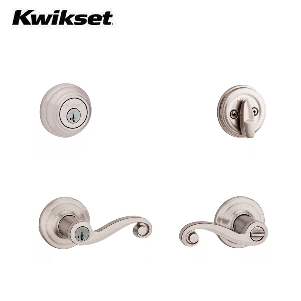 Kwikset - 991LL - Lido Combo Set - Knob & Deadbolt - Round Rose - 15 - Satin Nickel - Entrance - SmartKey Technology - Grade 2