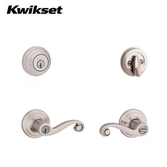 Kwikset - 991LL - Lido Combo Set - Knob & Deadbolt - Round Rose - 15 - Satin Nickel - Entrance - SmartKey Technology - Grade 2