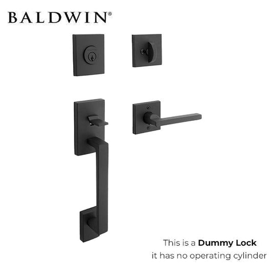 Baldwin Reserve - La Jolla Contemporary Lever Handleset - Full Dummy - Square Rose - 190 - Satin Black - Grade 2 - Reversible