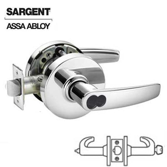 Sargent - 10G05 - Mechanical Cylindrical Lock - L Rose / B Lever - Entrance Office - LFIC Removable Core - 26D - Satin Chrome - Grade 1