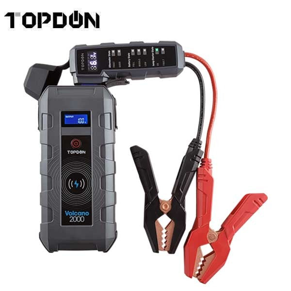 TOPDON - Volcano 2000 PROS - Battery Jump Starter & Tester - 12V - 1000A-2000A - 20,800MAh