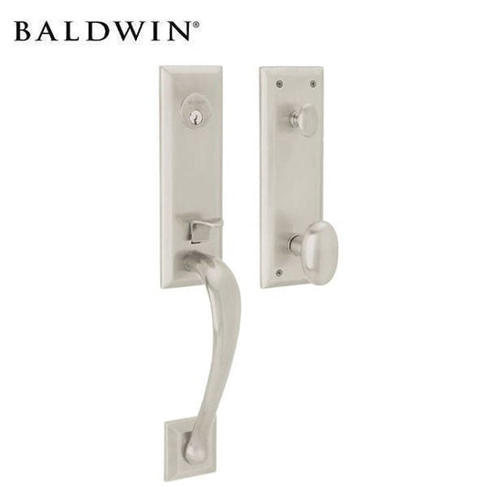 Baldwin Estate - M502- Cody Trim Handleset with 5432 Knob - Optional Backset - Mortise Body - 260 - Polished Chrome - Entrance - Grade 2