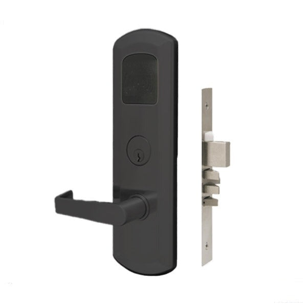 TownSteel - E-Kontos 1B 5000 Series Mortise Lock - Bluetooth - Automated Deadbolt - 2-3/4′′ Backset - Quest Lever Set - Right Handed - Flat Black - Keyed Different - Grade 1