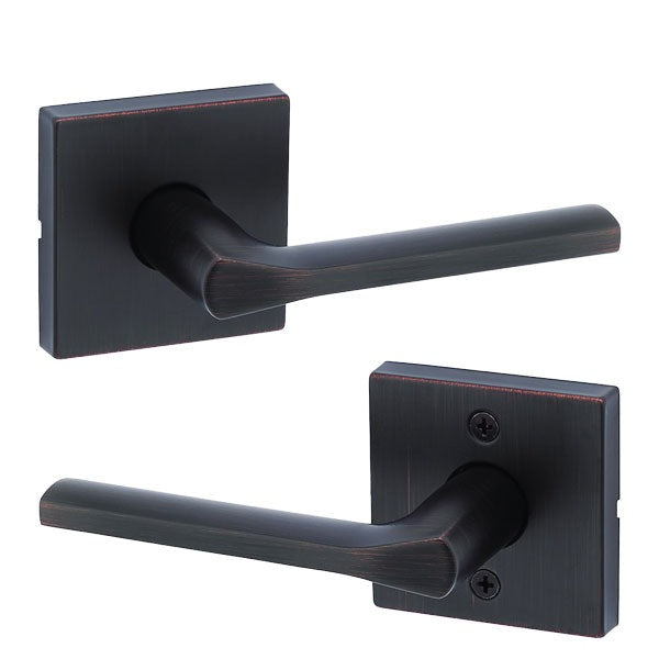Kwikset - 720LSL - Lisbon Lever Set - Square Rose - Venetian Bronze - Passage/Hall/Closet Function