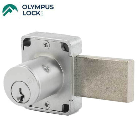 Olympus - 100DR - Cabinet Door Deadbolt Lock with Long Bolt - N Series National - 26D - Satin Chrome - 1-3/8” - KA 101 - Grade 1