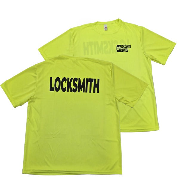 T-shirt - 24/7 Locksmith Service - Optional Sizes - Fluorescent Yellow