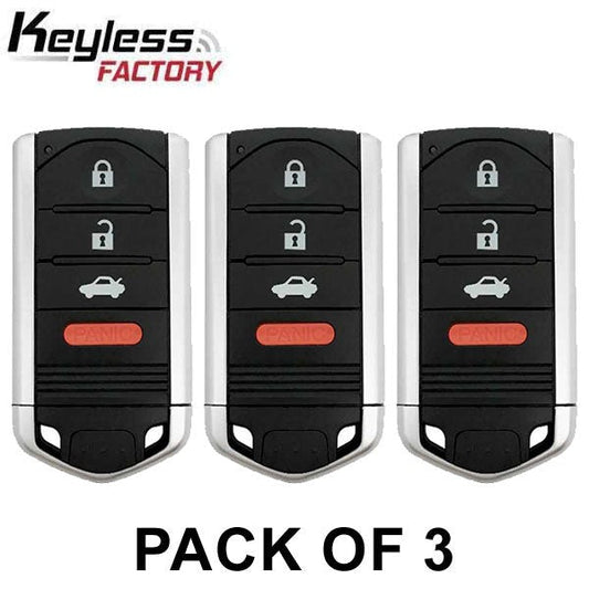 3 x 2009-2014 Acura TL / 4-Button Smart Key / PN: 72147-TK4-A71 / M3N5WY8145 (AFTERMARKET) (Pack of 3)