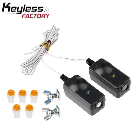 KeylessFactory - Garage Door Safety Sensor Beam Eyes - 1 Door Kit - 2 Safety Sensors - Compatible with Sears Chamberlain Craftsman