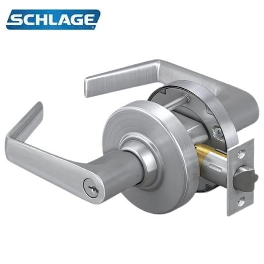Schlage - ALX53-P - Commercial Cylindrical Lock - Entrance - Saturn Lever Non-Handed - Grade 2 - Satin Chrome