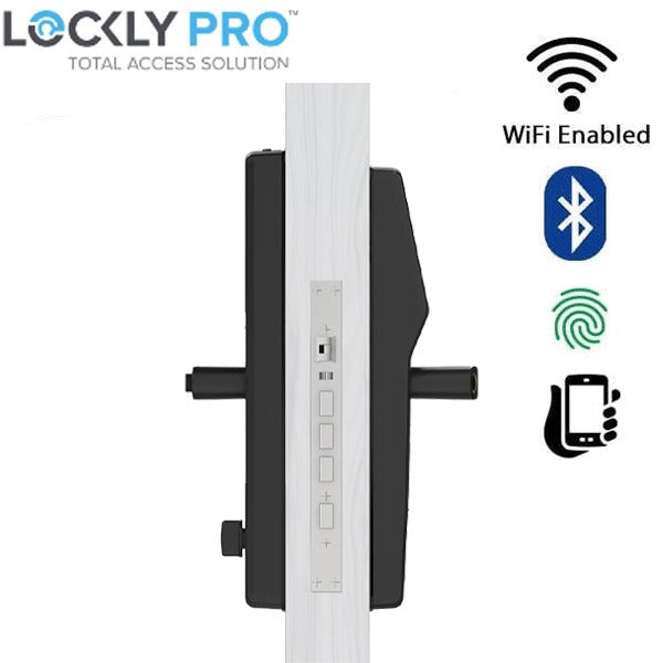 Lockly - PGD829AFUSMB - Secure Lux - Mortise Smart Lock - Fingerprint Reader - 2-1/8" Backset - RFID Card - Bluetooth App Controlled - Matte Black