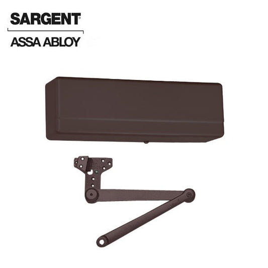 Sargent - 281 - Powerglide Cast Iron Door Closer - Back Check Function - Heavy Duty Hold Open Parallel Arm w/ Compression Stop - Adjustable Size 1-6 - Plastic Cover - Dark Oxidized Satin Bronze - Fire Rated - Grade 1