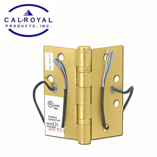 Cal-Royal - Architectural Hinge - Full Mortise - Electric - Ball Bearing - 4-1/2" x 4-1/2" - 8 Wire - Satin Brass - Grade 2