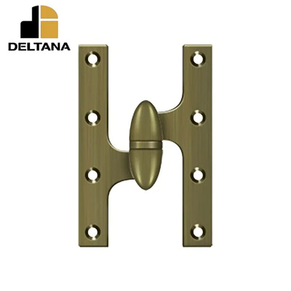 Deltana - 6" x 3-7/8" Olive Knuckle Hinge - Ball Bearing - Solid Brass - Left Handed - Optional Finish