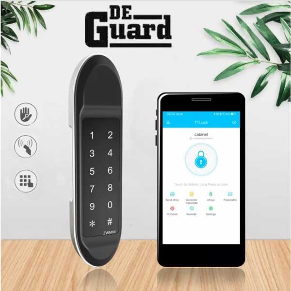 Electronic Keyless Entry Smart Hotel Cabinet Lock - Bluetooth / App Control / Prox Card / Key Code - Matte Black