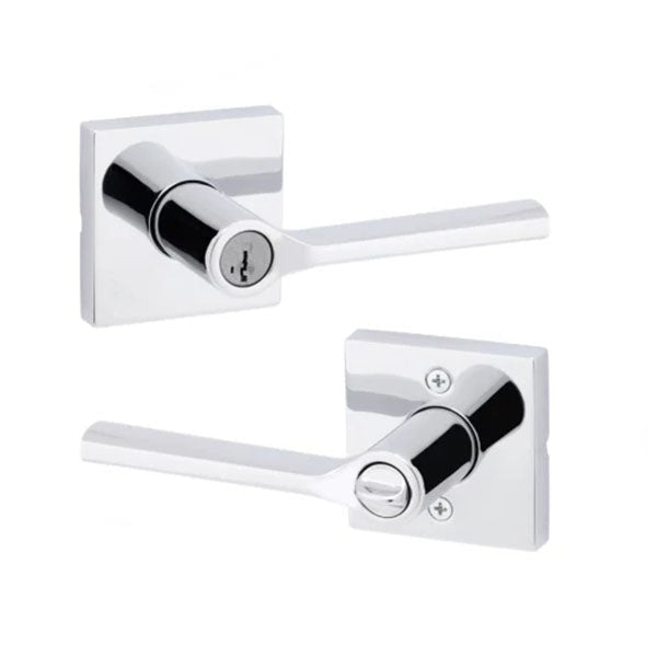 Kwikset - Lisbon Lever Set - Square Rose - Optional Finish - Keyed - SmartKey Technology Grade 2