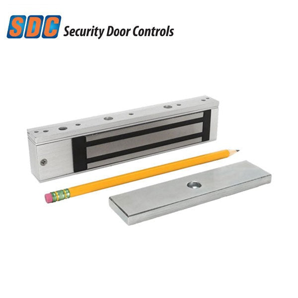 SDC - E300 - Micro Single Magnetic Lock - Surface Mount - 300lbs. - 12/24VDC - Satin Aluminum - Grade 1