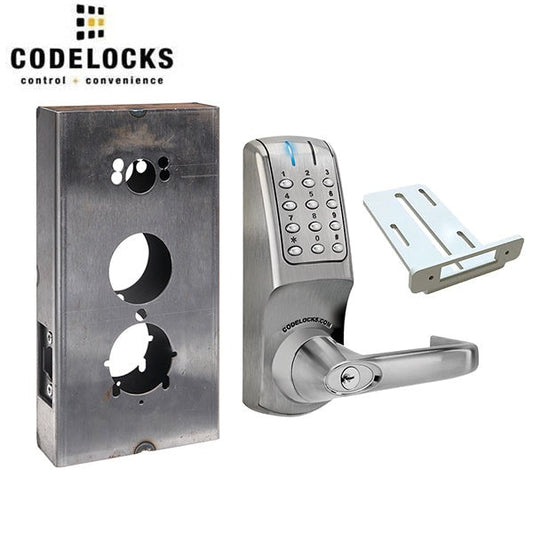 CodeLocks - CL5210 Gate Box Kit - Electronic Door Lock - Tubular Latchbolt Gate Box Kit - Brushed Steel - Fire Rated - Grade 2