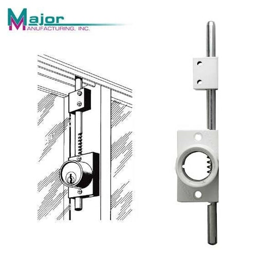 Major Mfg - The Octopod - 9" Lock Bar - Less Cylinder - for Sliding Patio Doors and Windows - White Powdercoat
